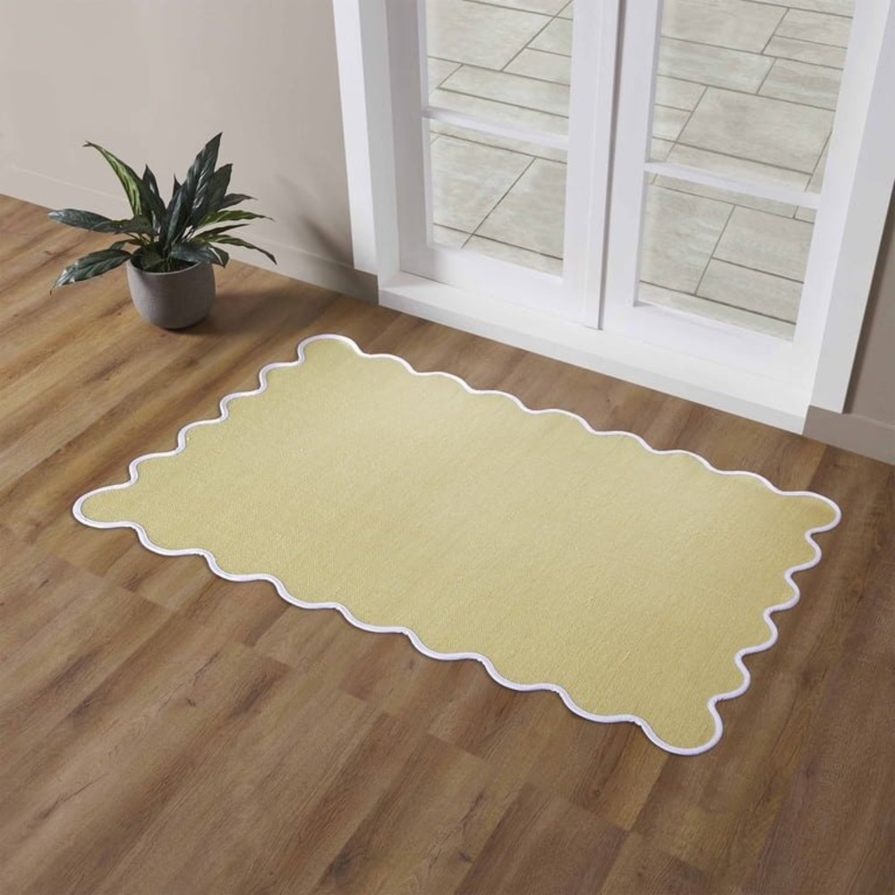 My Texas House 24x38 Yellow Scallop Indoor/Outdoor Layering Rug - Picture 5 of 6